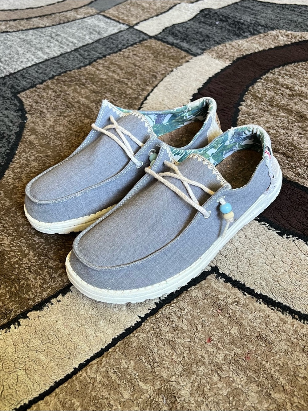 Women’s Hey Dude Wendy Fringe Indigo slip-on casual shoes Size 8